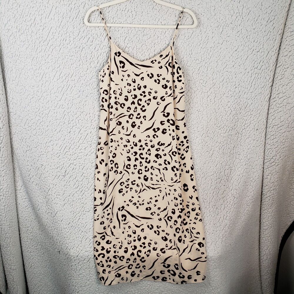 NINE WEST Slip Dress Womens M Leopard Print Y2K Coquette Softcore 34x40